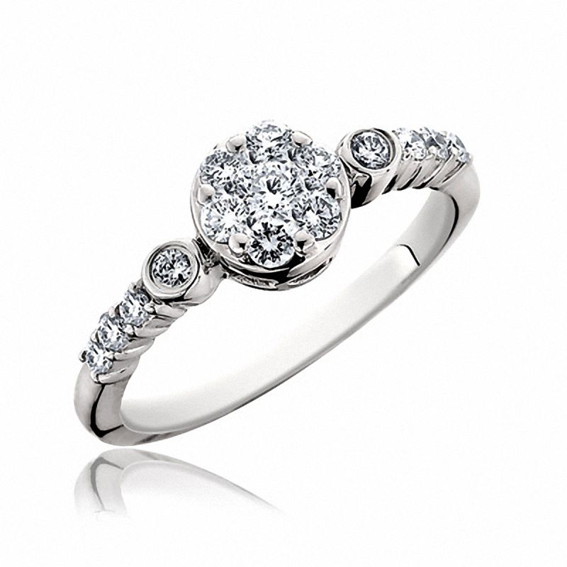 1/2 CT. T.W. Diamond Endless Blossom Ring in 14K White Gold