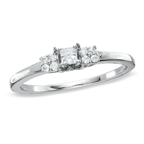 1/8 CT. T.w. Princess-Cut Diamond Promise Ring in 10K White Gold