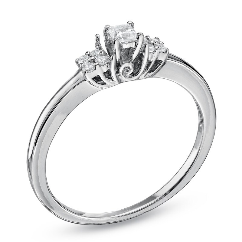 Main Image 2 of 1/8 CT. T.W. Princess-Cut Diamond Promise Ring in 10K White Gold