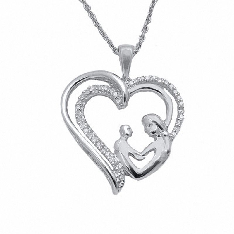 1/10 CT. T.W. Diamond Motherly Love Pendant in Sterling Silver