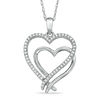 Thumbnail Image 0 of 1/7 CT. T.W. Diamond Double Heart Pendant in Sterling Silver