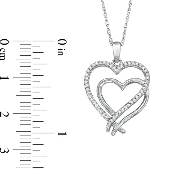 1/7 CT. T.w. Diamond Double Heart Pendant in Sterling Silver