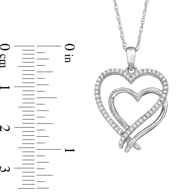 1/7 CT. T.W. Diamond Double Heart Pendant in Sterling Silver