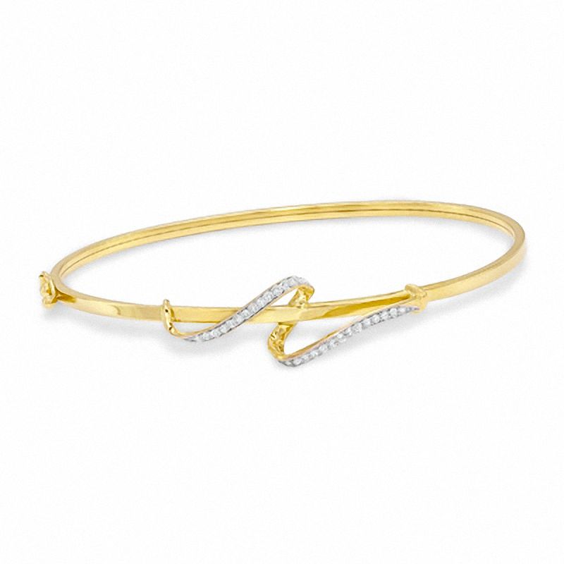 Main Image 1 of 1/5 CT. T.W. Diamond Swirl Bangle in 10K Gold