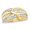 Thumbnail Image 1 of 1/2 CT. T.W. Baguette and Round Diamond Twist-Over Ring in 10K Gold