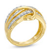 Thumbnail Image 2 of 1/2 CT. T.W. Baguette and Round Diamond Twist-Over Ring in 10K Gold