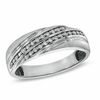 Thumbnail Image 0 of Men's 1/5 CT. T.W. Diamond Double Row Slant Wedding Band in 10K White Gold