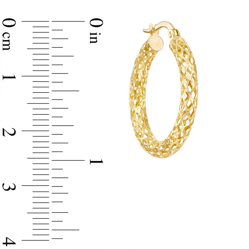 Main Image 2 of Diamond-Cut Mesh Hoop Earrings in 10K Gold