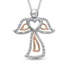 Thumbnail Image 1 of 1/8 CT. T.W. Diamond Angel Heart Pendant in Sterling Silver and 10K Rose Gold