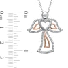 Thumbnail Image 1 of 1/8 CT. T.W. Diamond Angel Heart Pendant in Sterling Silver and 10K Rose Gold