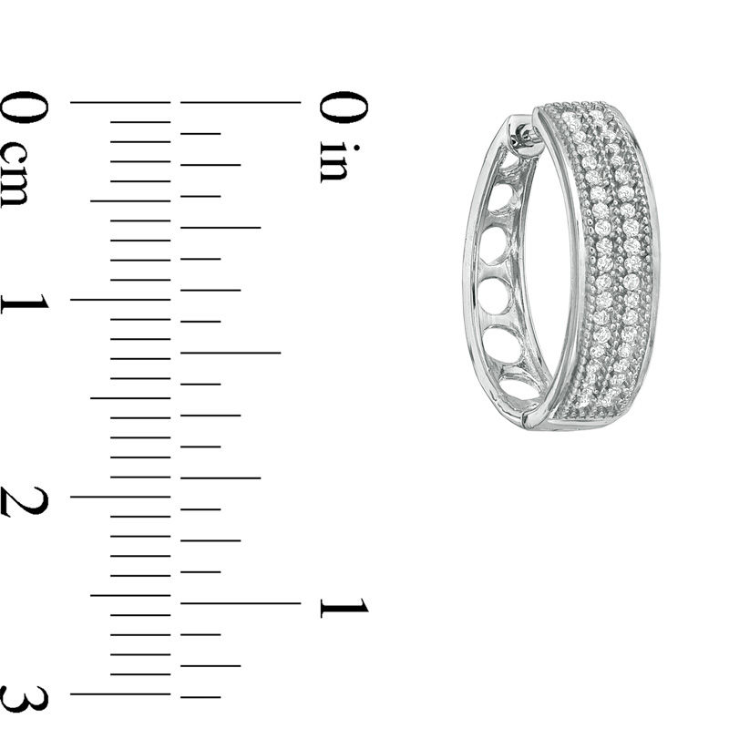 Main Image 2 of 1/4 CT. T.W. Diamond Hoop Earrings in Sterling Silver