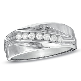 1/4 CT. T.W. Diamond Seven Stone Wedding Band in 10K White Gold