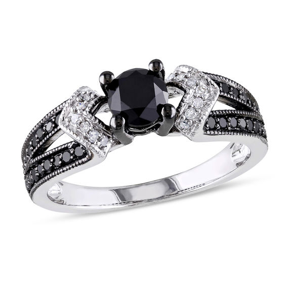 Zales Black Diamond Engagement Rings / Men S 1 8 Ct T W Enhanced Black ...