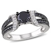Thumbnail Image 0 of 1 CT. T.W. Enhanced Black and White Diamond Station Engagement Ring in Sterling Silver