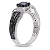 Thumbnail Image 2 of 1 CT. T.W. Enhanced Black and White Diamond Station Engagement Ring in Sterling Silver