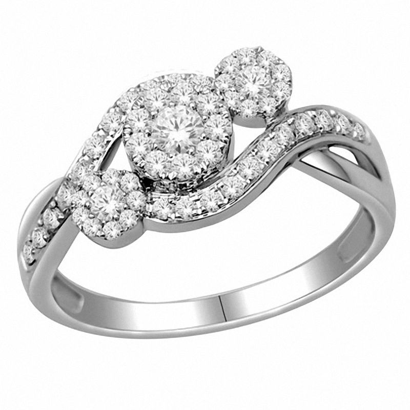 Main Image 1 of 1/2 CT. T.W. Diamond Flower Swirl Ring in 14K Gold