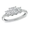Thumbnail Image 1 of 1/2 CT. T.W. Composite Princess-Cut Diamond Three Stone Ring in 14K White Gold