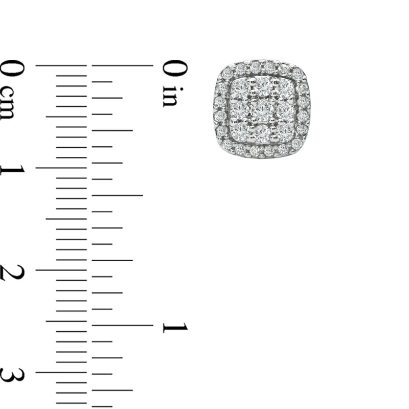 Main Image 2 of 1 CT. T.W. Diamond Square Cluster Stud Earrings in 10K White Gold