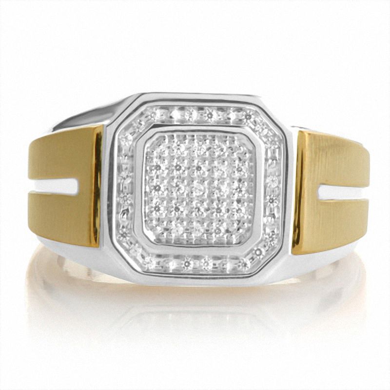 Main Image 1 of 1/6 CT. T.W. Diamond Ring in Sterling Silver and 14K Gold Plate