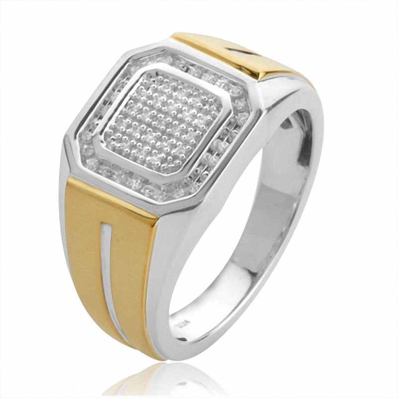 Main Image 2 of 1/6 CT. T.W. Diamond Ring in Sterling Silver and 14K Gold Plate
