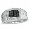 Thumbnail Image 1 of 1/2 CT. T.W. Enhanced Black and White Diamond Frame Ring in Sterling Silver