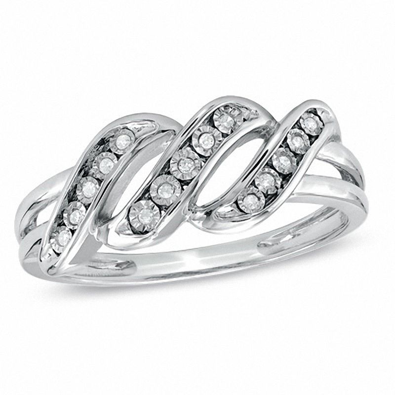 Main Image 1 of Diamond Accent Three Wave Ring in Sterling Silver