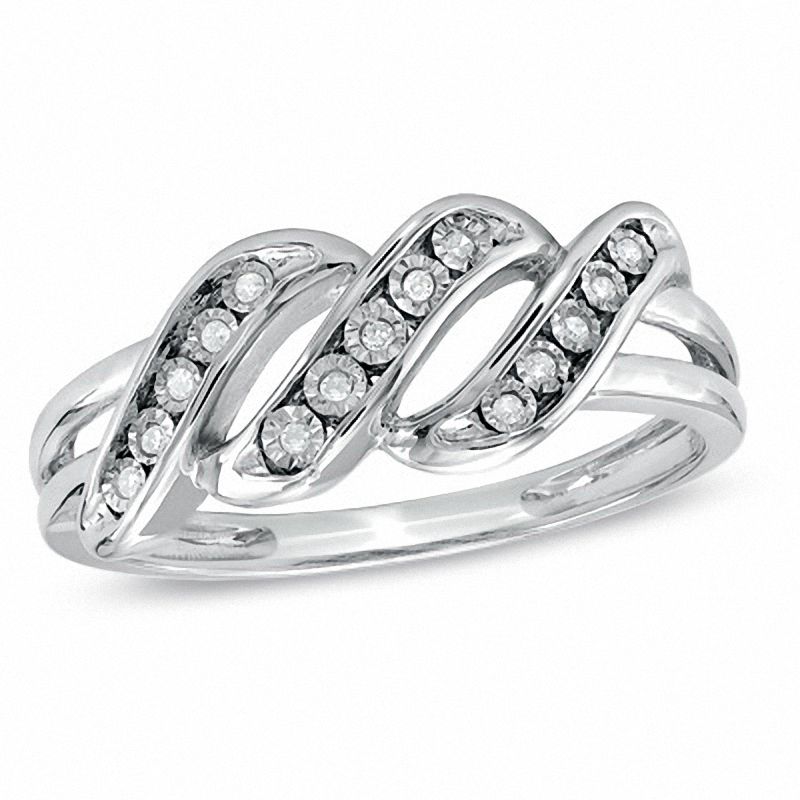 Diamond Accent Three Wave Ring in Sterling Silver