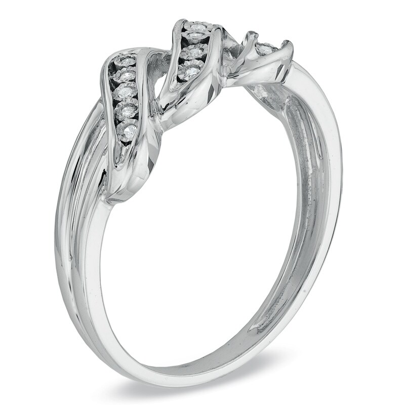 Main Image 2 of Diamond Accent Three Wave Ring in Sterling Silver