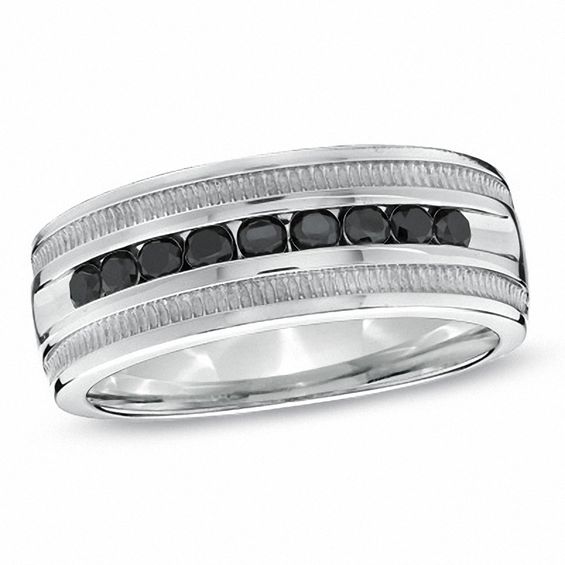 1/2 CT. T.w. Black Diamond Channel Band in Sterling Silver