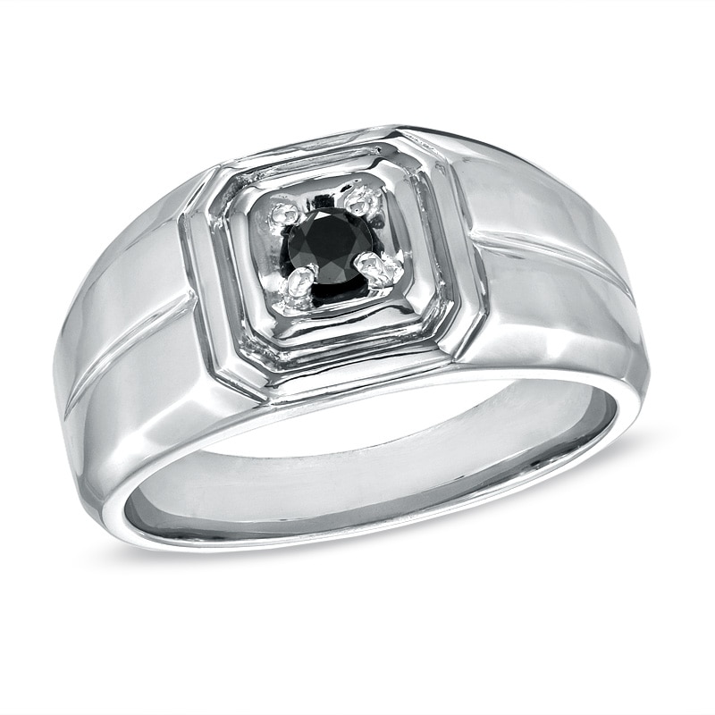 Men's 1/5 CT. T.W. Black Diamond Ring in Sterling Silver | Zales