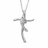 Thumbnail Image 1 of Diamond Accent Twirl Cross Pendant in Sterling Silver