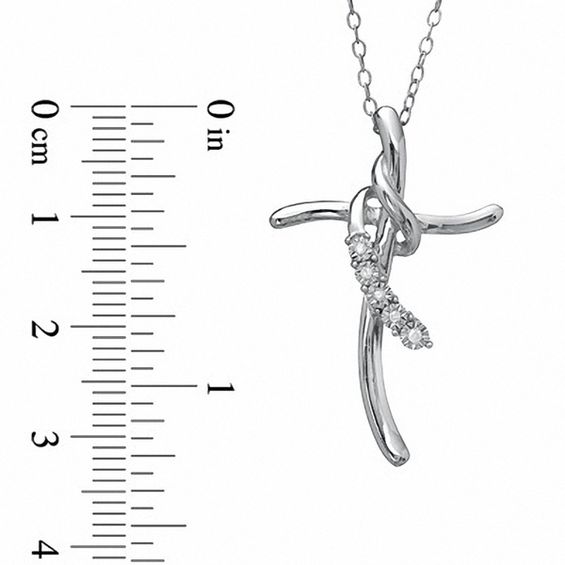 Diamond Accent Twirl Cross Pendant in Sterling Silver