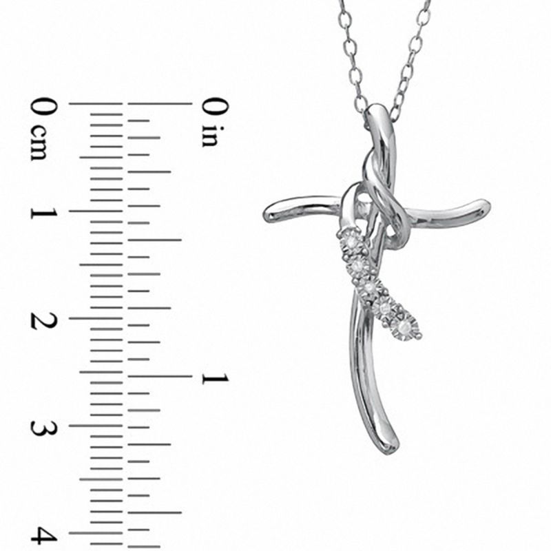 Main Image 2 of Diamond Accent Twirl Cross Pendant in Sterling Silver