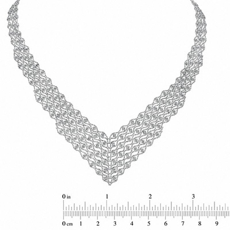Main Image 2 of Sterling Silver Beaded Bib Necklace - 17"