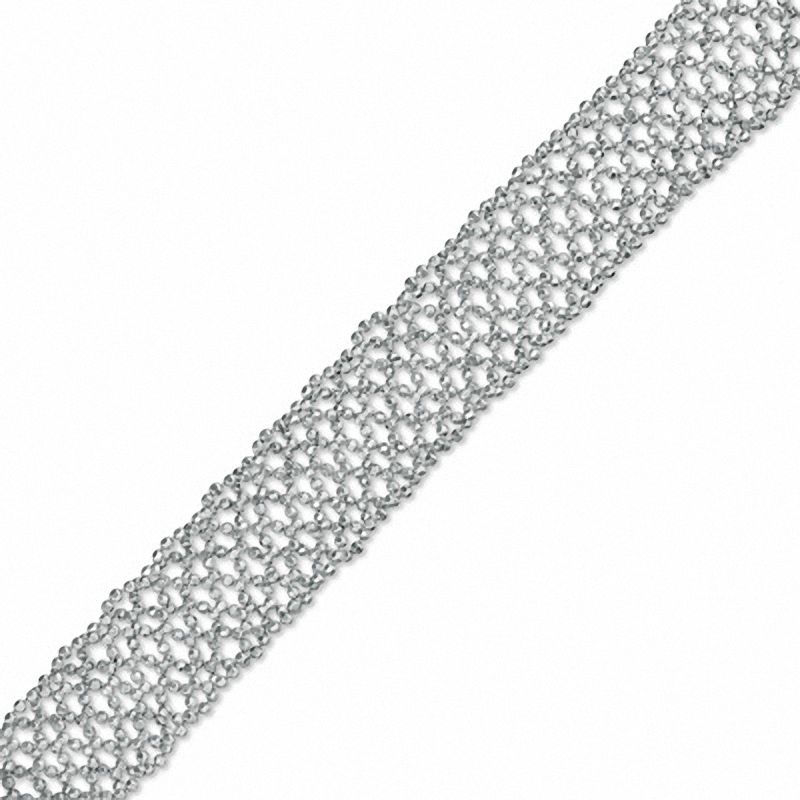Main Image 1 of Beaded Weave Bracelet in Sterling Silver - 7.5"