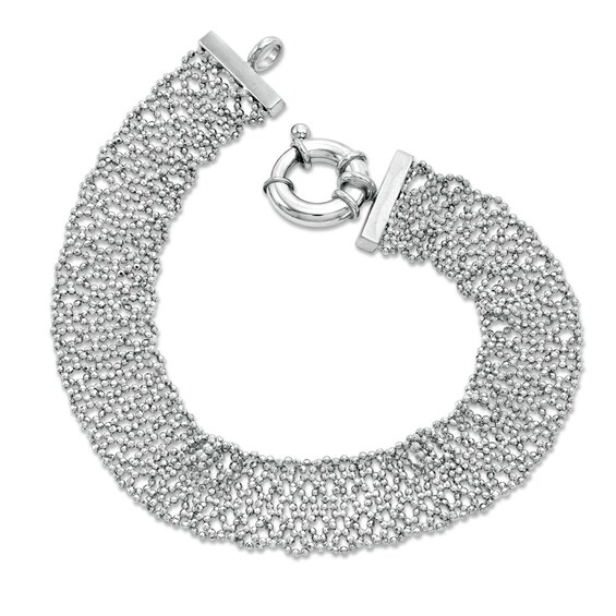 Beaded Weave Bracelet in Sterling Silver - 7.5"