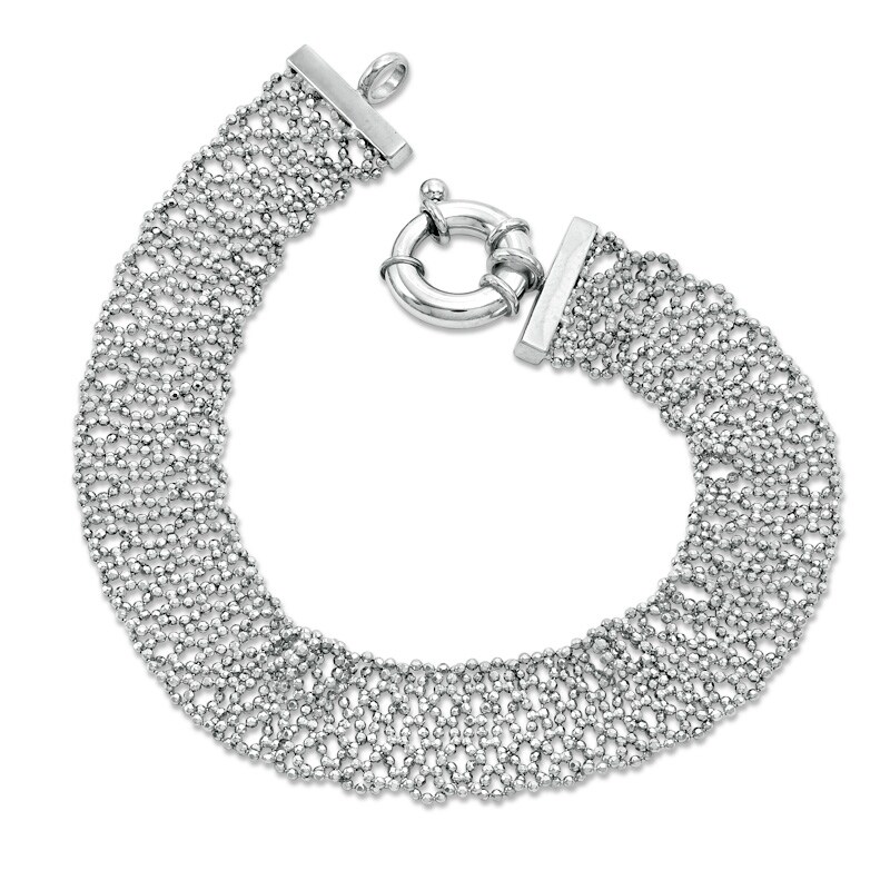Main Image 2 of Beaded Weave Bracelet in Sterling Silver - 7.5"