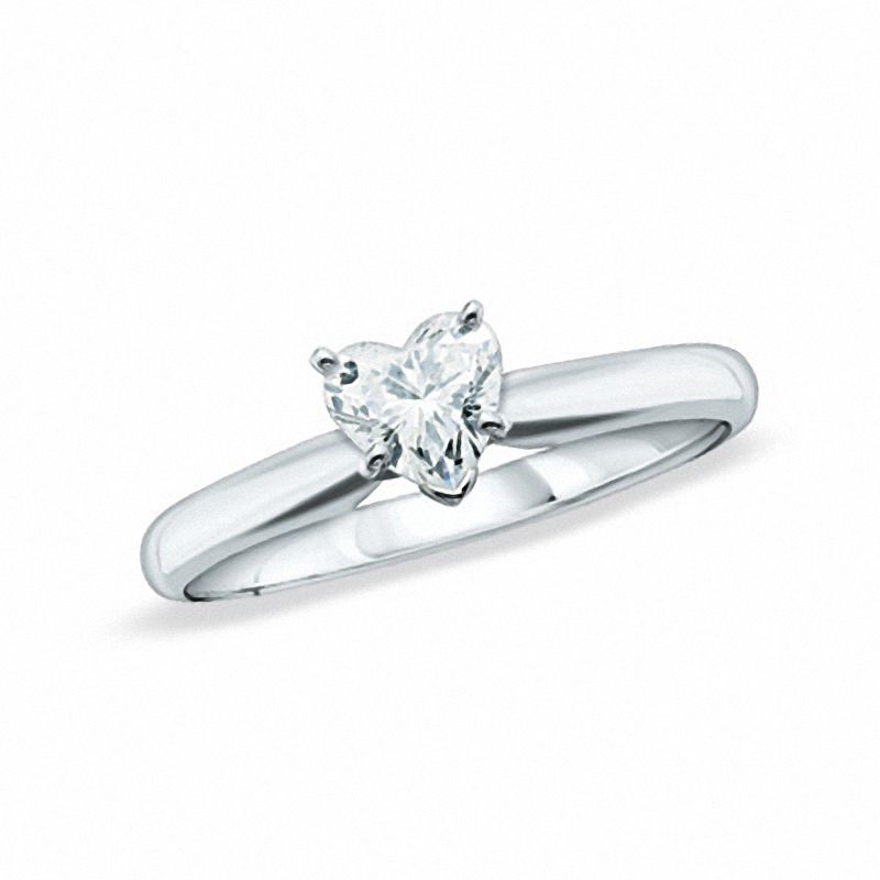 1/2 CT. Heart-Shaped Diamond Solitaire Engagement Ring in 14K White Gold