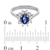 Thumbnail Image 3 of Oval Blue Sapphire and 1/7 CT. T.W. Diamond Frame Engagement Ring in 14K White Gold