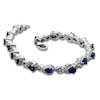 Thumbnail Image 2 of Pear-Shaped Lab-Created Blue Sapphire and 1/10 CT. T.W. Diamond Bracelet in Sterling Silver