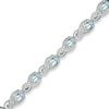 Thumbnail Image 0 of Pear-Shaped Aquamarine and 1/10 CT. T.W. Diamond Bracelet in Sterling Silver
