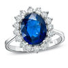 Thumbnail Image 0 of Your Stone Your Story™ Oval Blue Sapphire and 1/2 CT. T.W. Diamond Frame Ring in 14K White Gold