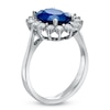 Thumbnail Image 1 of Your Stone Your Story™ Oval Blue Sapphire and 1/2 CT. T.W. Diamond Frame Ring in 14K White Gold