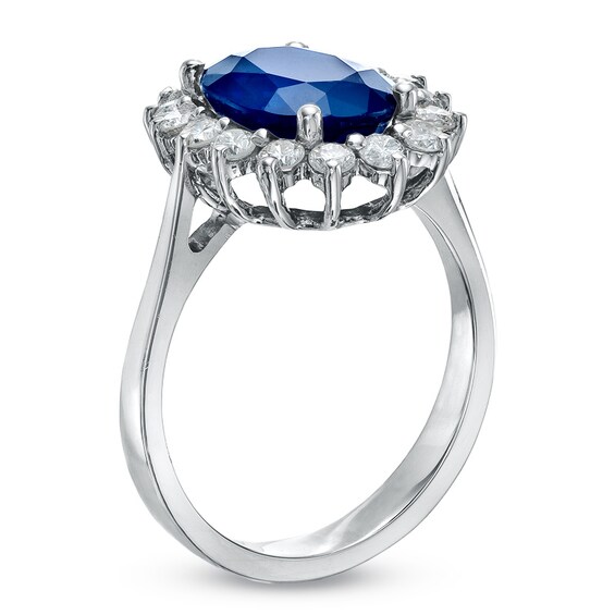 Your Stone Your Story™ Oval Blue Sapphire and 1/2 CT. T.W. Diamond ...