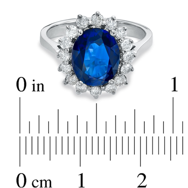 Your Stone Your Story™ Oval Blue Sapphire and 1/2 CT. T.W. Diamond Frame Ring in 14K White Gold