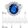 Thumbnail Image 2 of Oval Blue Sapphire and 5/8 CT. T.W. Diamond Frame Engagement Ring in 14K White Gold