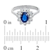 Thumbnail Image 2 of Oval Blue Sapphire and 1/2 CT. T.W. Diamond Frame Engagement Ring in 14K White Gold