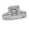 Thumbnail Image 1 of 1/2 CT. T.W. Diamond Square Frame Semi-Mount Bridal Set in 14K White Gold