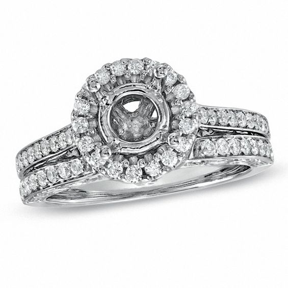 3/4 CT. T.w. Diamond Frame Semi-Mount Bridal Set in 14K White Gold
