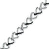 Thumbnail Image 1 of Enhanced Black and White Diamond Accent Heart Bracelet in Sterling Silver